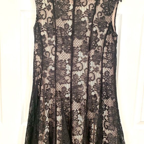 LEVEL EIGHT BLACK LACE OVER CREAM POLYESTER S-16 - Picture 3 of 4